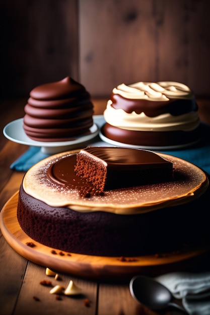 Um delicioso bolo de chocolate gerado por Ai.