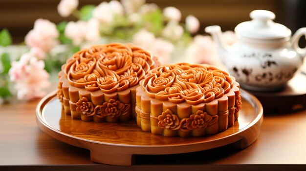 Um delicioso bolo de lua para o festival do meio do outono.