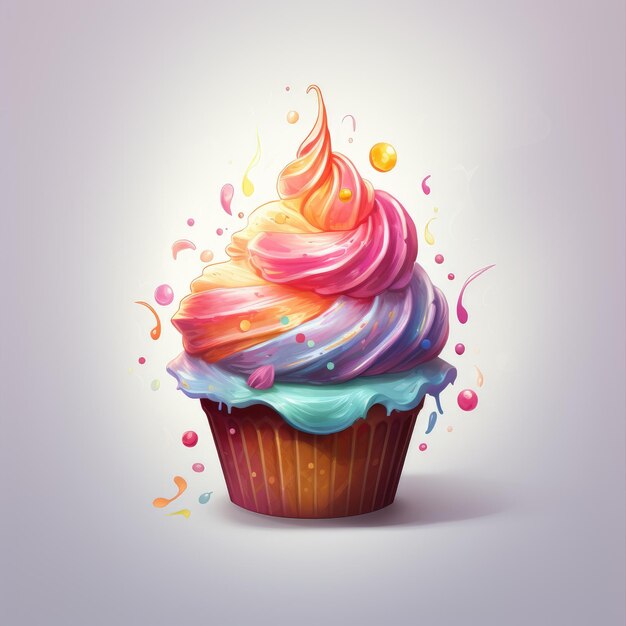 Um delicioso doce de encantamento O colorido cupcake mágico em arte de fantasia requintada