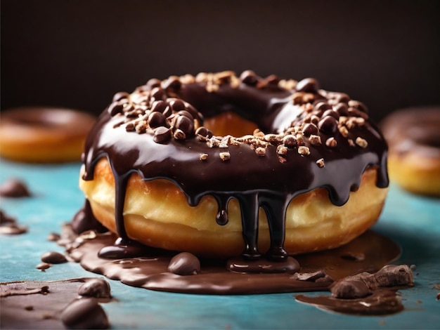 Um delicioso donut com chocolate.