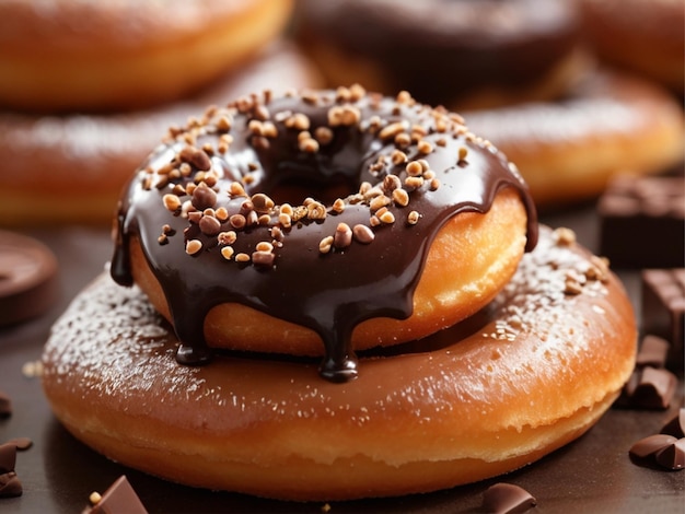 Um delicioso donut com chocolate.