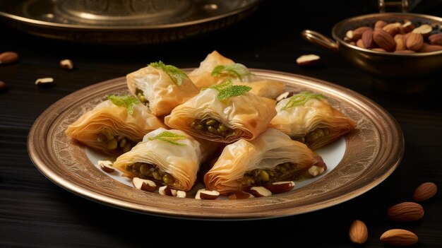 Um delicioso prato de Baklava