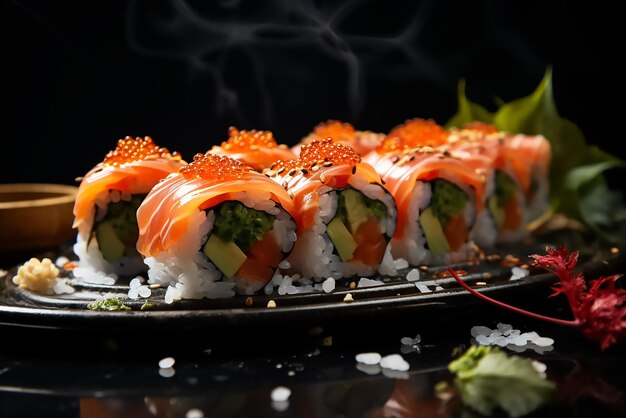 Um delicioso prato de Sushi Roll