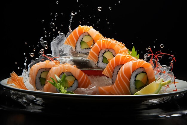 Um delicioso prato de Sushi Roll