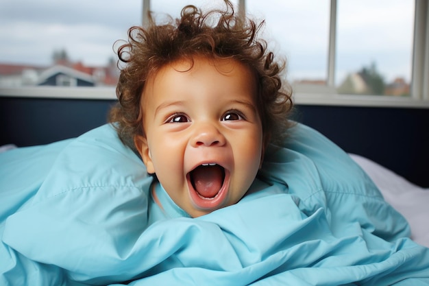 Um delicioso retrato de um bebê afro-americano sorridente