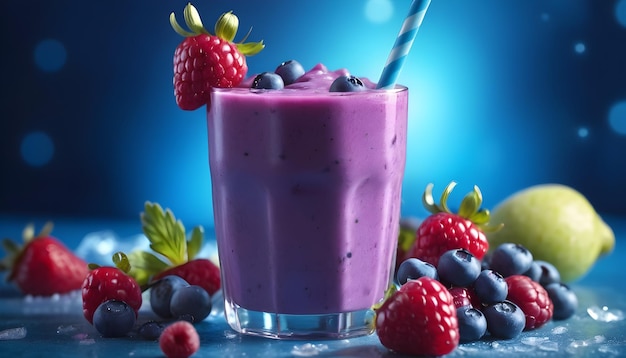 Um delicioso smoothie de bagas geladas com bagas