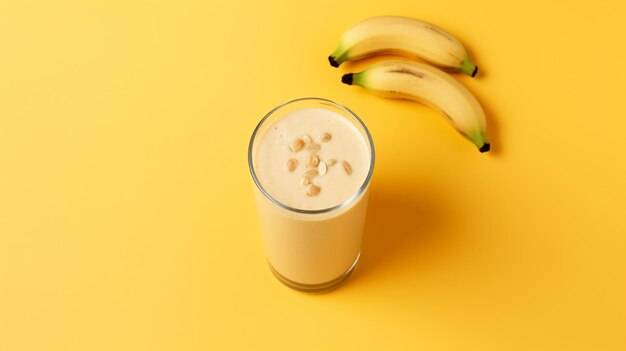 Foto um delicioso smoothie de banana de alto ângulo