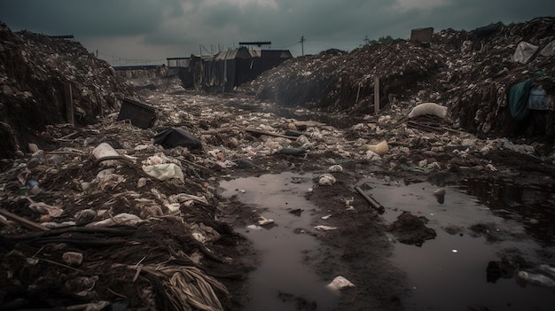 Um depósito de lixo em uma favela na Nigéria