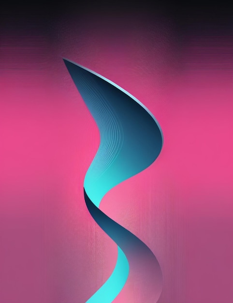 Um desenho abstrato colorido com uma linha curva em rosa e azul