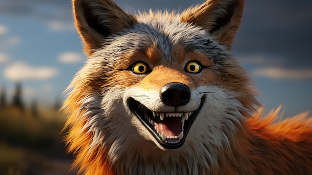 Foto um desenho animado 3d lobo sorrindo foto de arte estilo disney