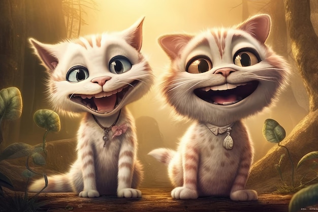 Um desenho animado de dois gatos com um dizendo 'gato'