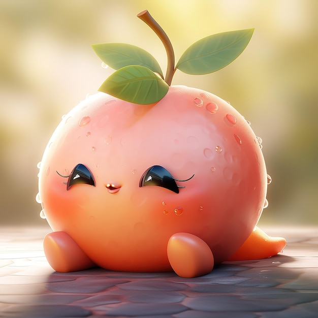 Foto um desenho animado de frutas fotorrealismo realista estilo anime chibi um fofo