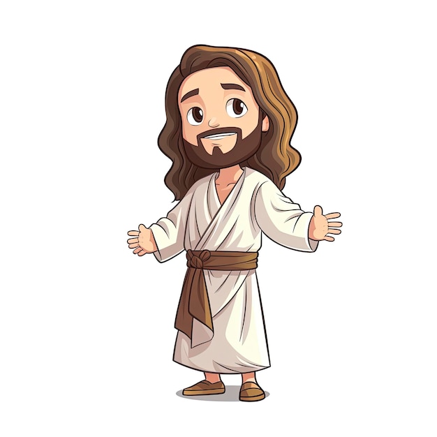 Foto um desenho animado de jesus com cabelo e barba longos tradicionais