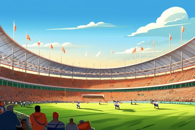 um desenho animado de pessoas assistindo a um jogo de futebol.