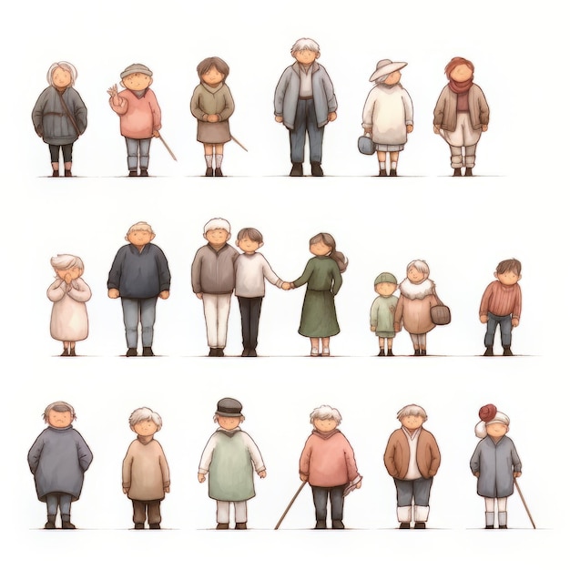 Foto um desenho animado de pessoas da série 'velhos'