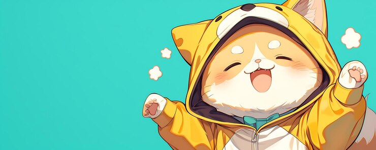 Foto um desenho animado de um bebê vestindo um capuz amarelo com uma barba e um capuz nele