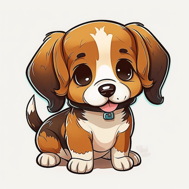 Um desenho animado de um cachorro beagle com uma etiqueta que diz "feliz aniversário".