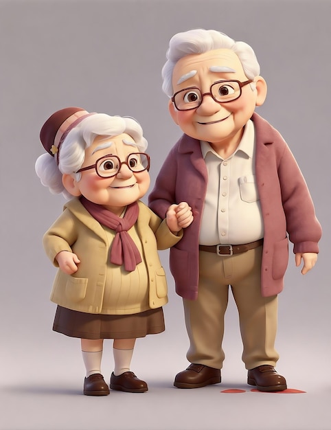 Um desenho animado de um casal sênior sorrindo