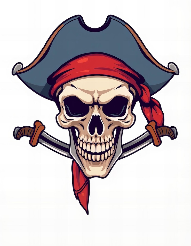 Foto um desenho animado de um chapéu de pirata com uma corda e uma âncora de pirata