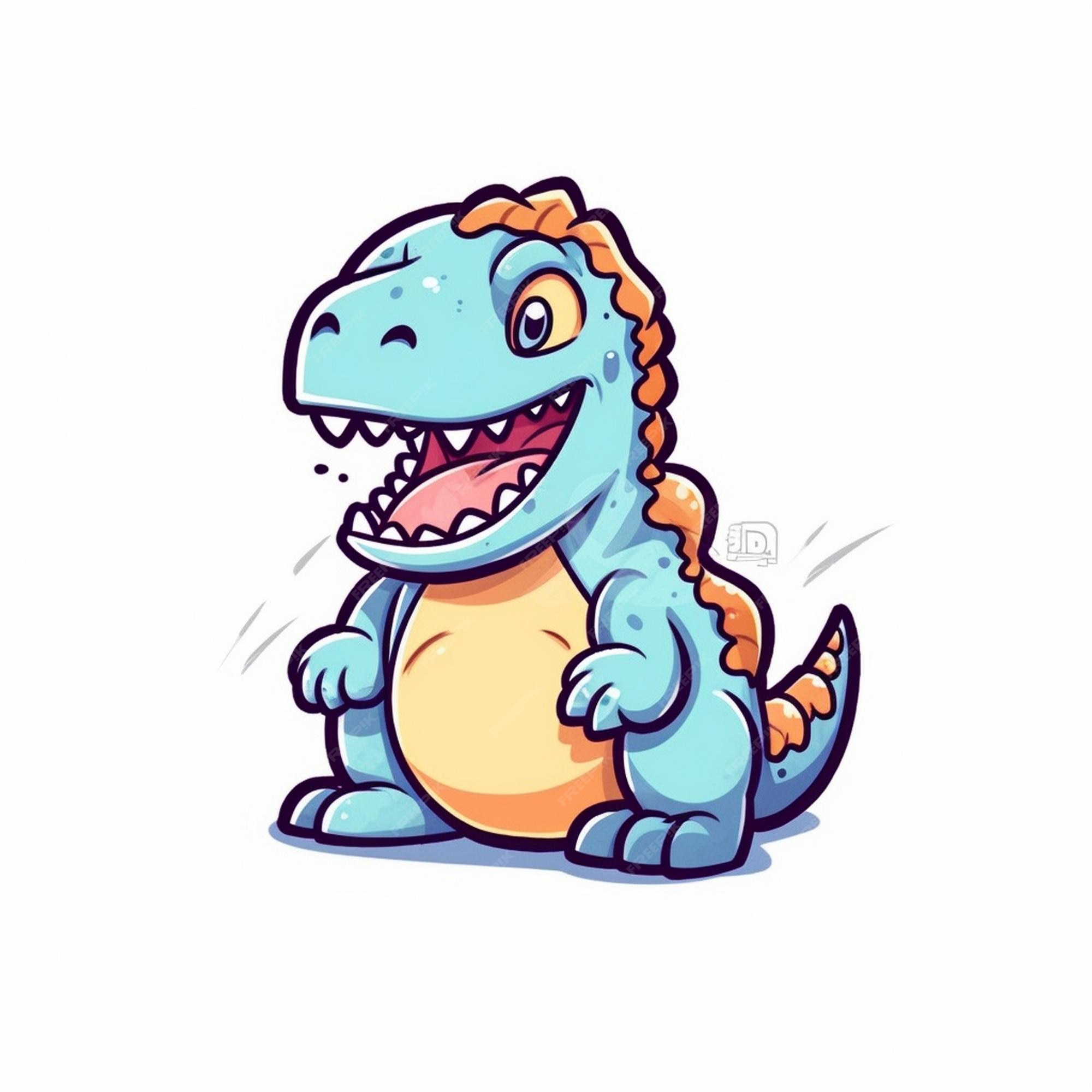 Pequeno Dinossauro De Desenho Animado Com A Boca Aberta Vetor PNG