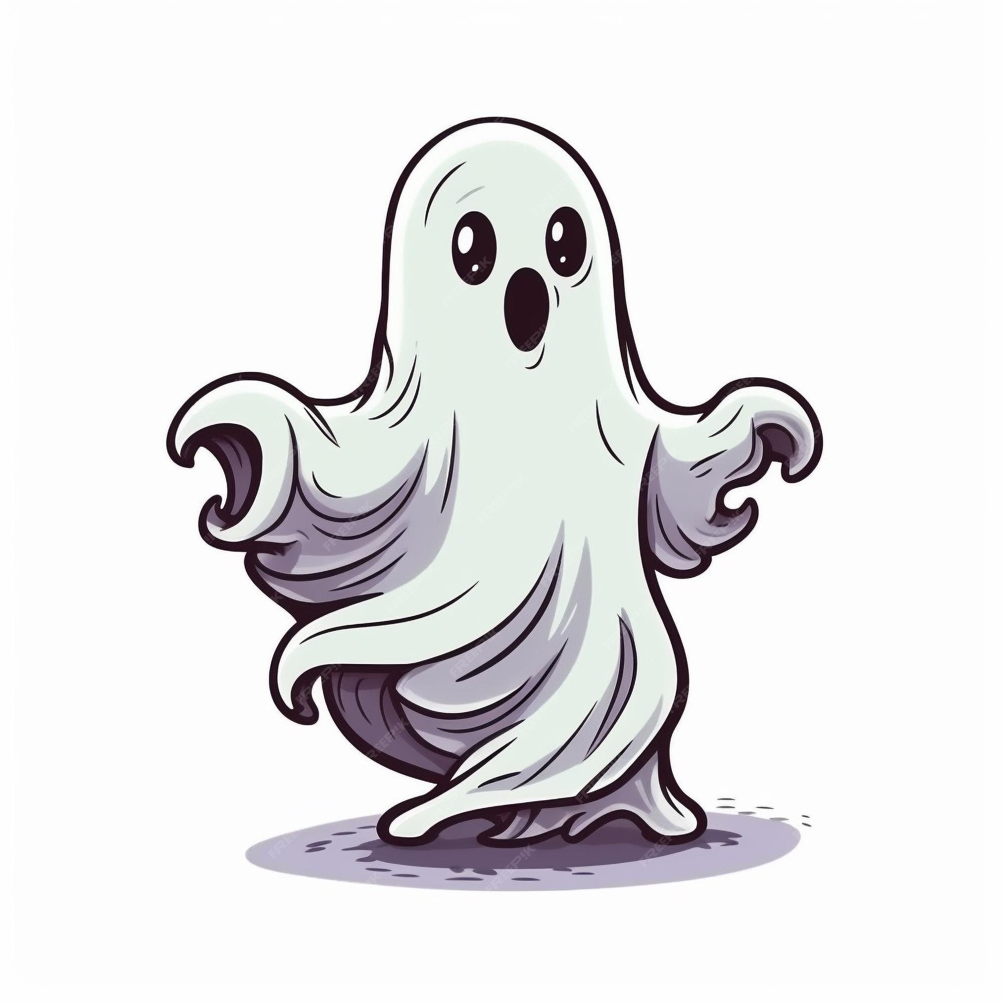 Um desenho animado de um fantasma com uma cara assustadora.