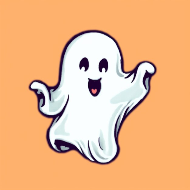 um desenho animado de um fantasma com uma cara feliz.