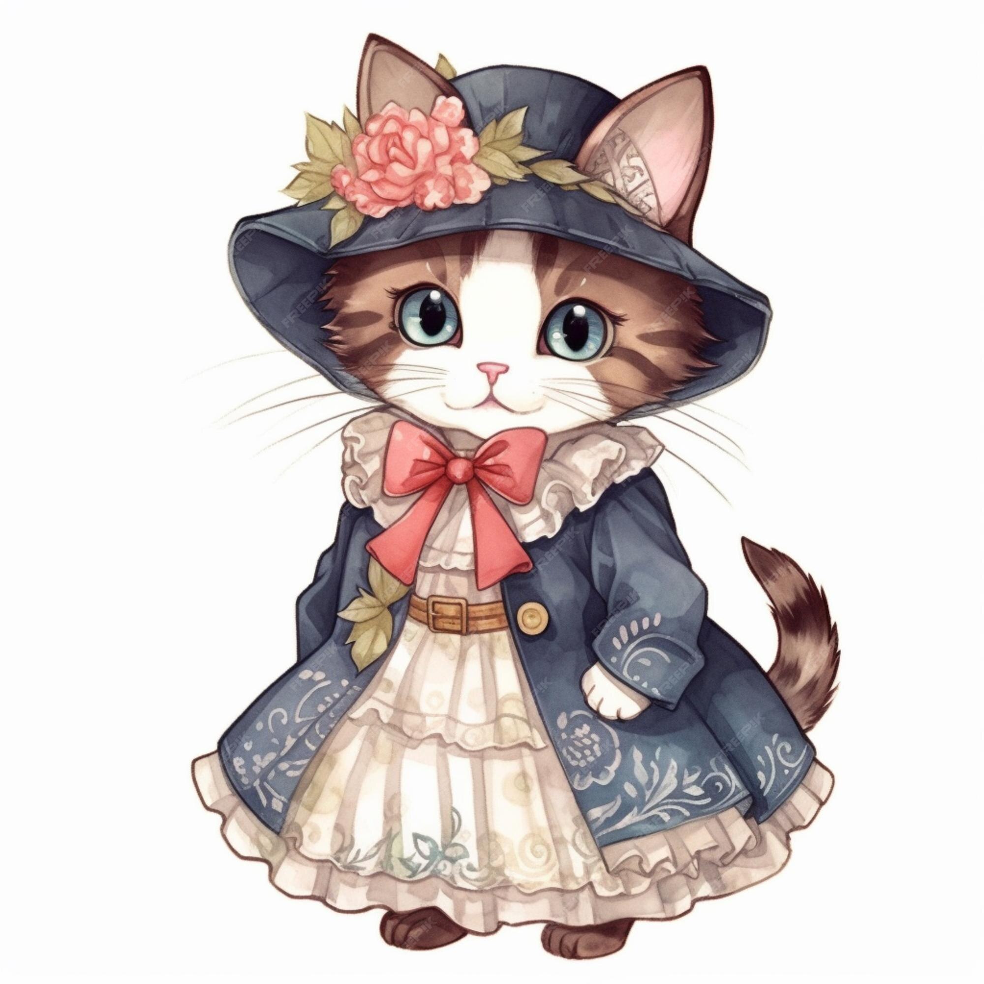 Adesivo De Gato Anime Fofo Com Chapéu PNG , Animal, Desenho