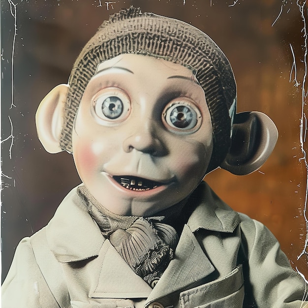 um desenho animado de um macaco com olhos grandes e uma gravata