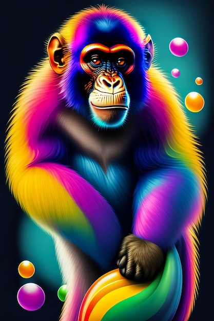 Um desenho animado de um macaco com um fundo marrom.