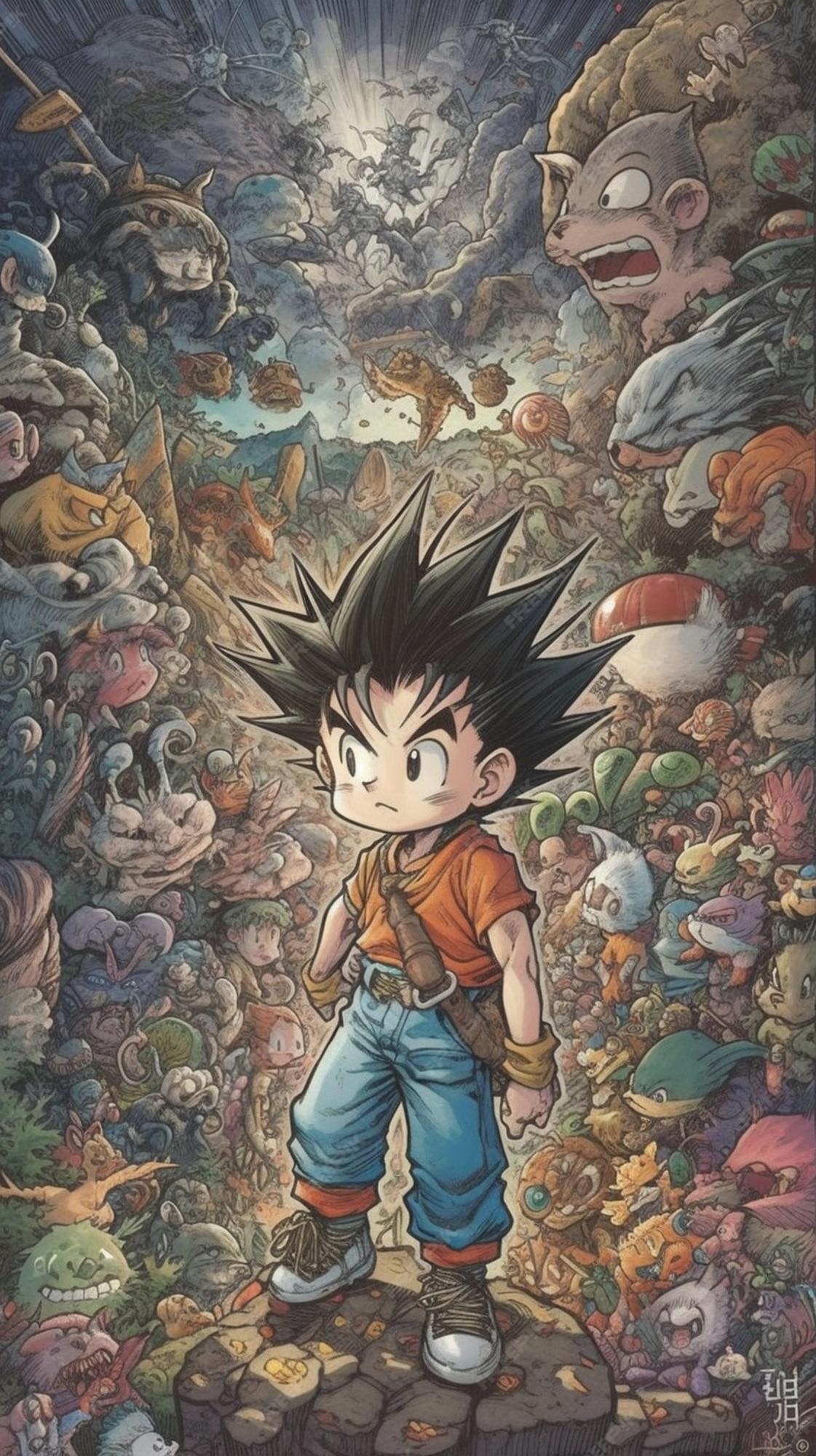 Um desenho animado de um menino com o título dragon ball na capa.