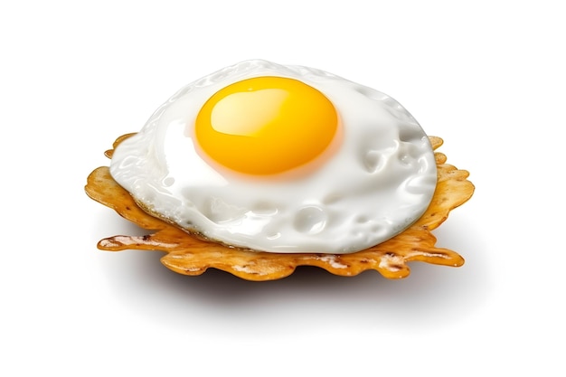 Um desenho animado de um ovo frito com fundo branco