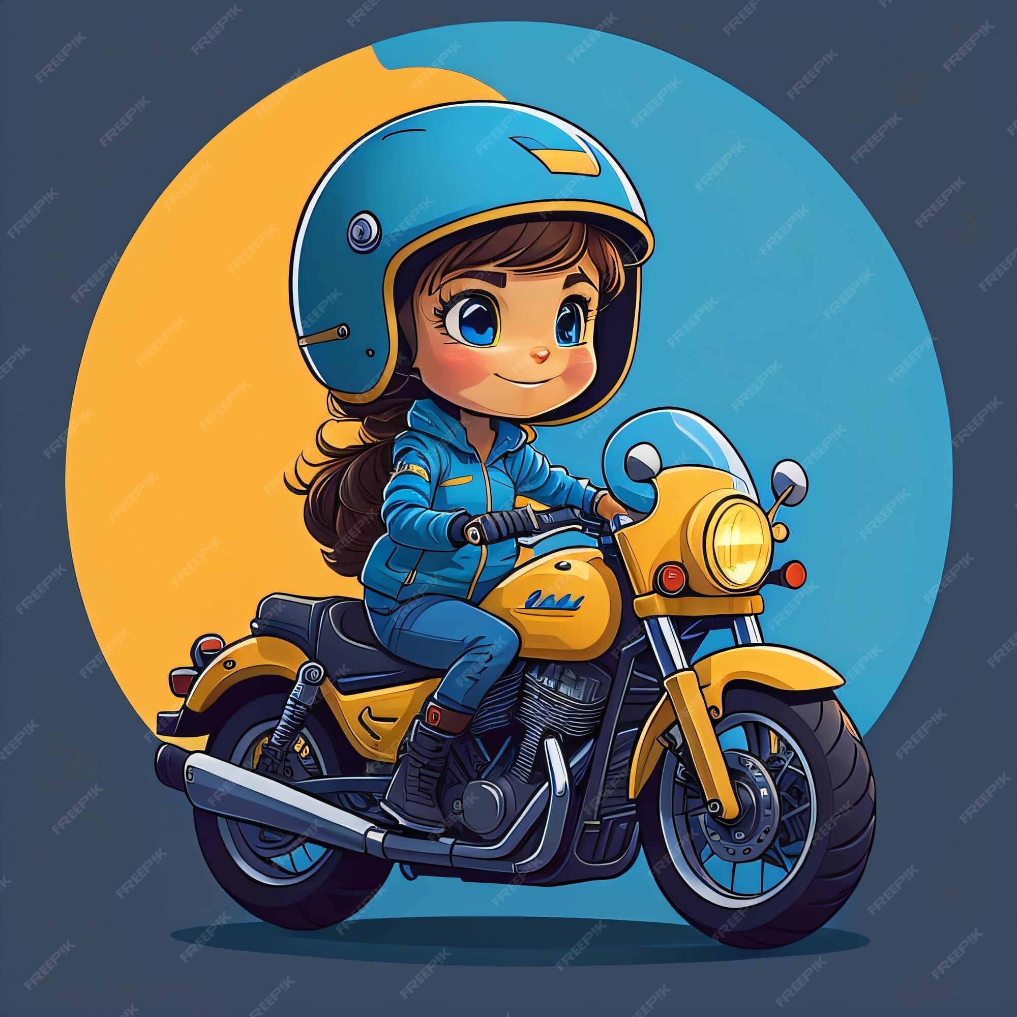 Menina Flutuante Dos Desenhos Animados Andar De Moto PNG , Clipart