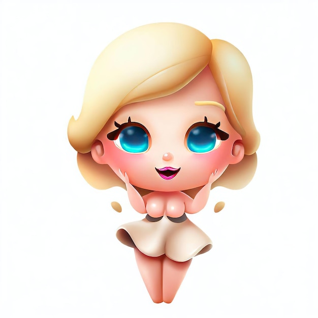 Boneca Menina Bonito Com Olhos Grandes Lábio Desenho Animado Ilustração  imagem vetorial de AmySachar© 391105872