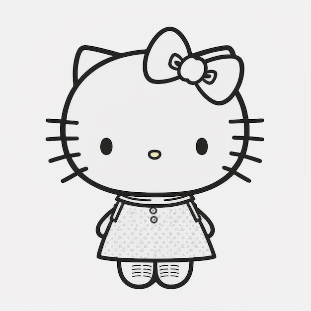 Um desenho animado de uma garota Hello Kitty em um vestido.