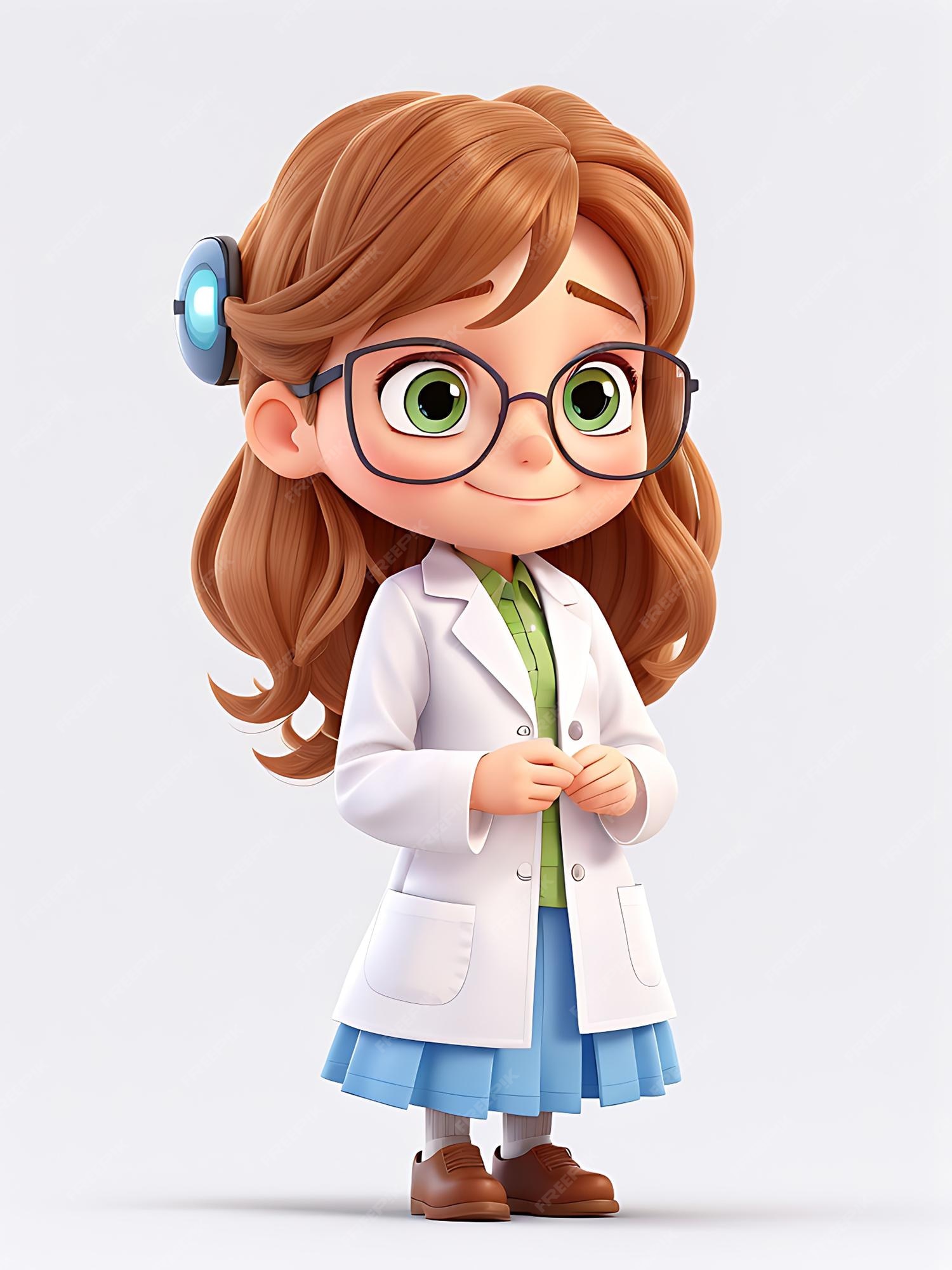 jovem médica com óculos de personagem de desenho animado 5013490 Vetor no  Vecteezy