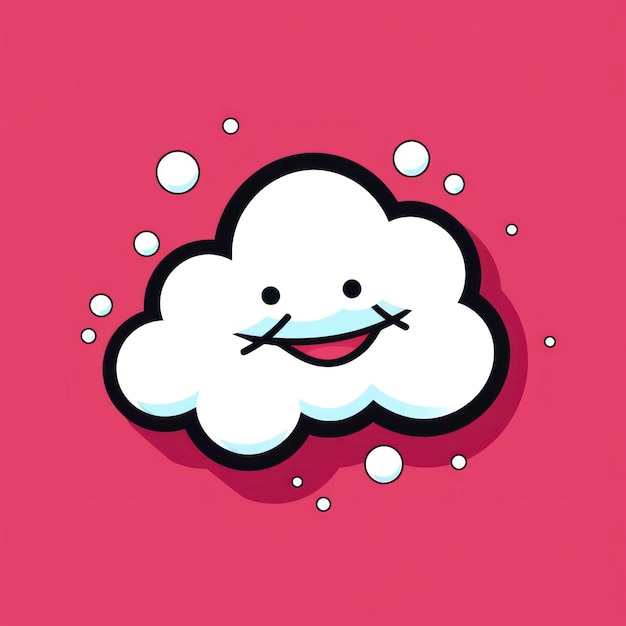 Um desenho animado de uma nuvem com uma carinha sorridente.