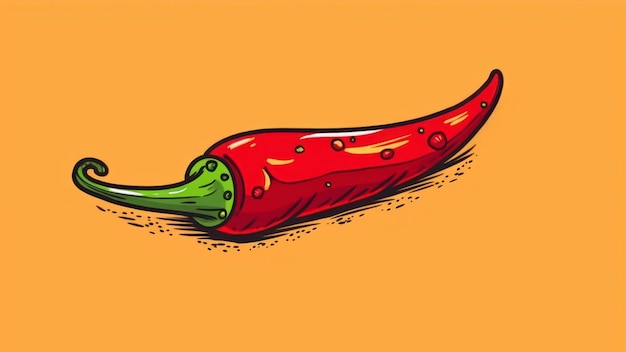 Um desenho animado de uma pimenta vermelha.