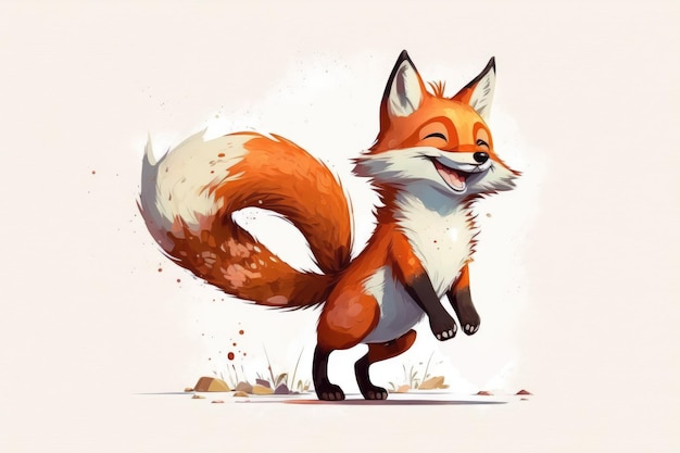 Um desenho animado de uma raposa com uma cauda que diz 'fox' on it