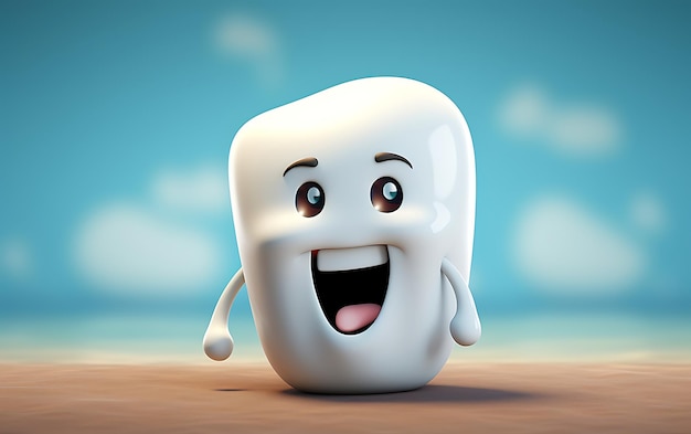 Um desenho animado Dente com dor Conceito de dor de dente infantil