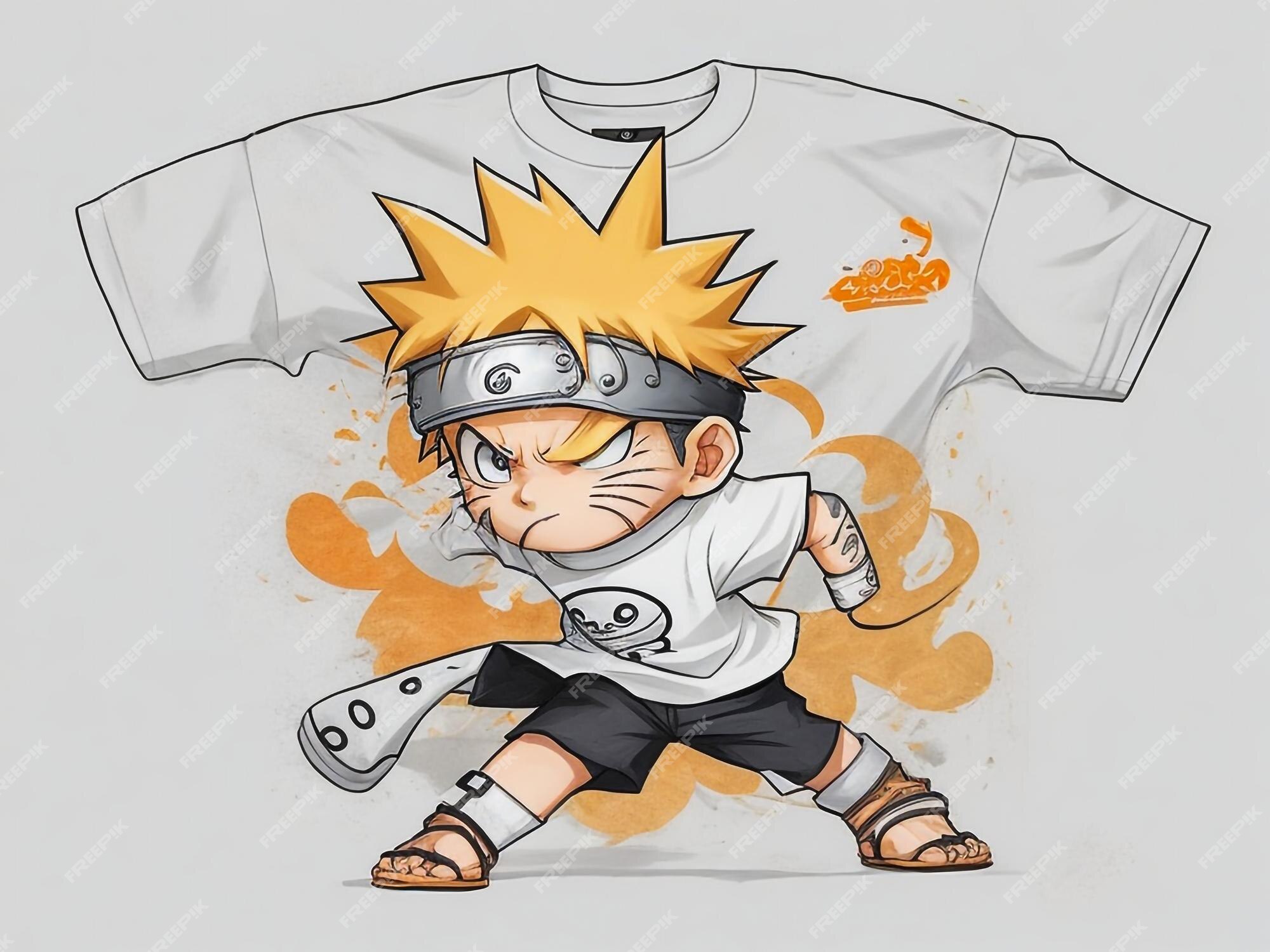 Design camiseta gráfico bonito desenho animado naruto completo