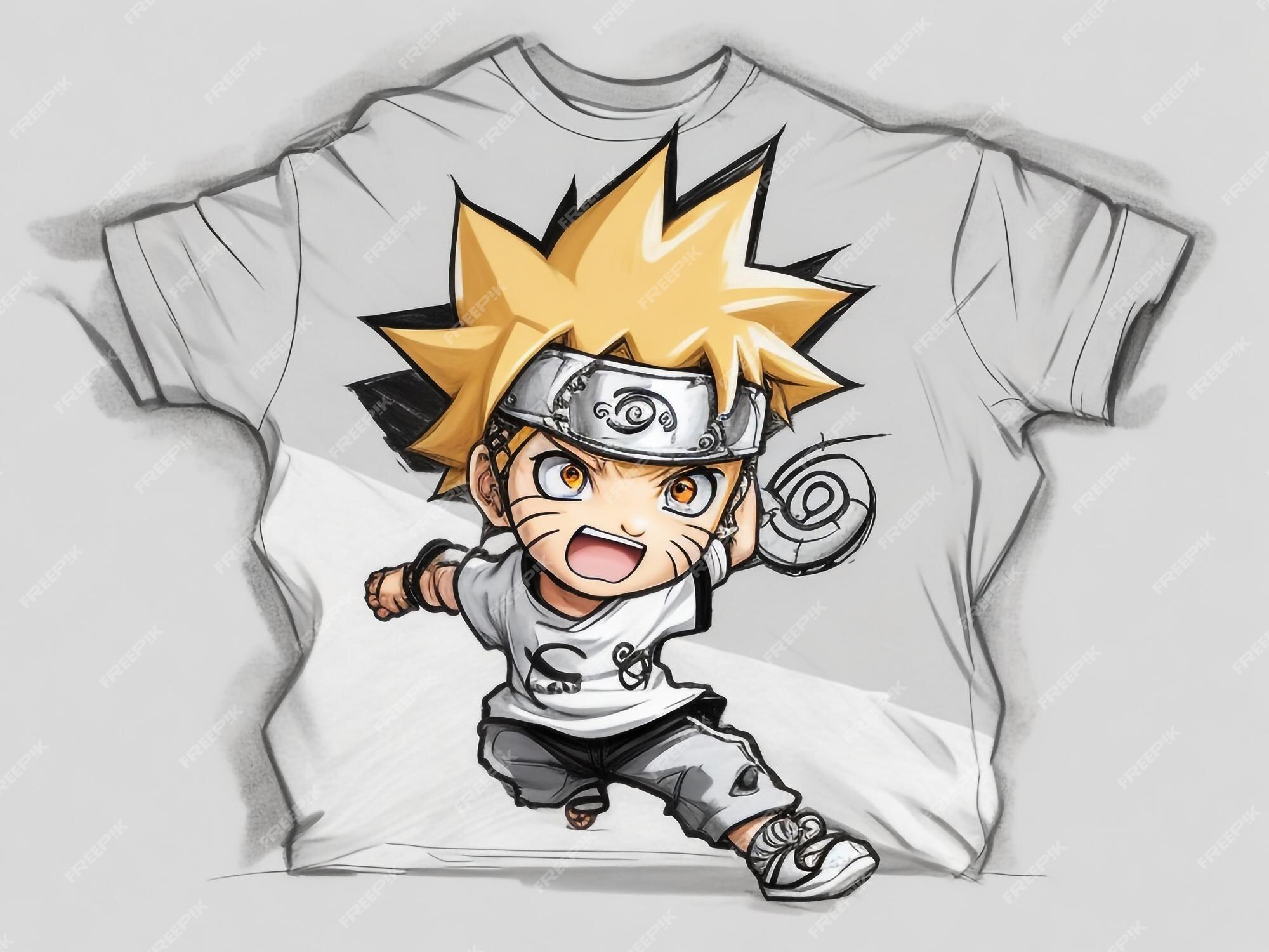 Design camiseta gráfico bonito desenho animado naruto completo