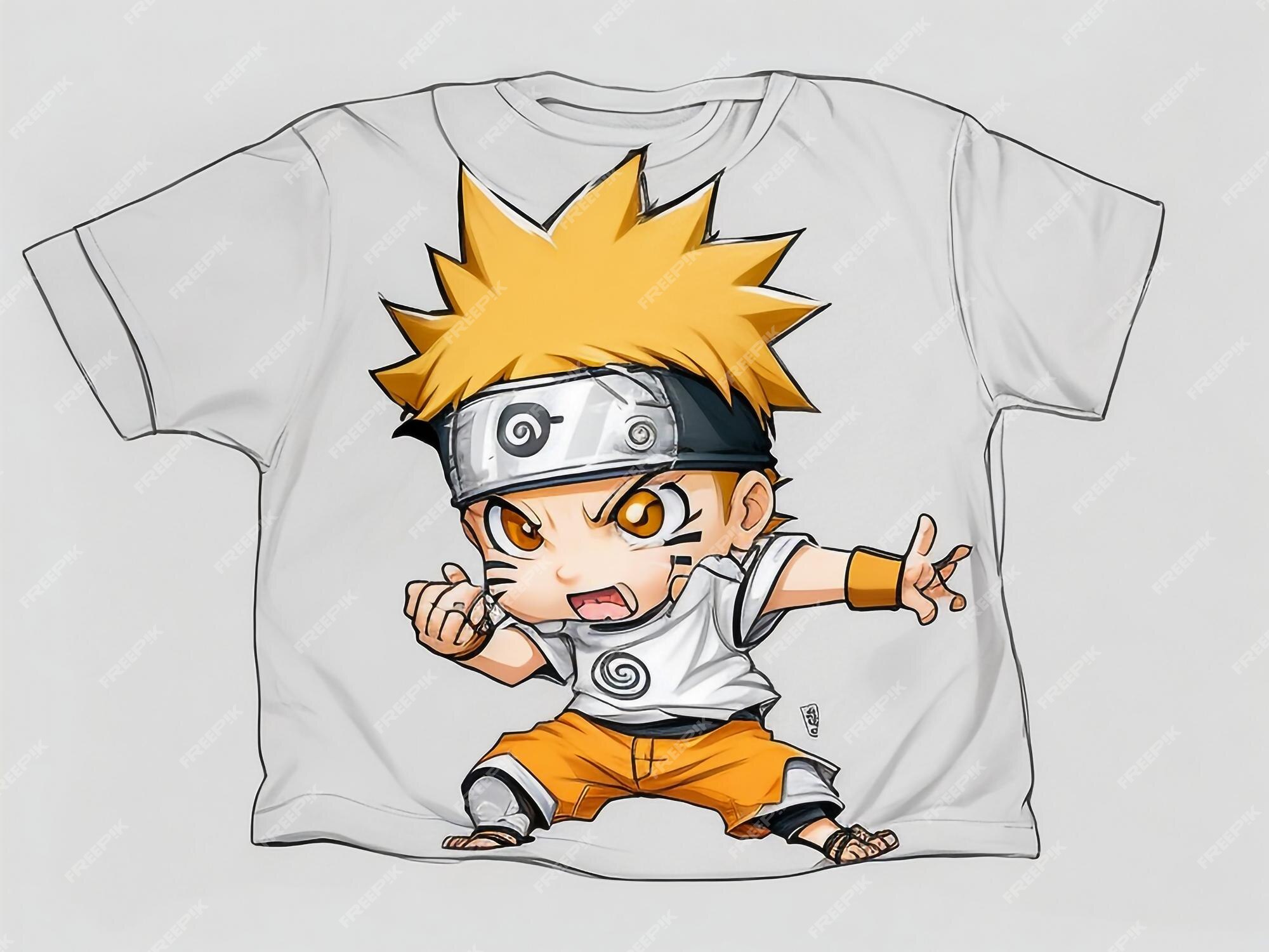 Design camiseta gráfico bonito desenho animado naruto completo