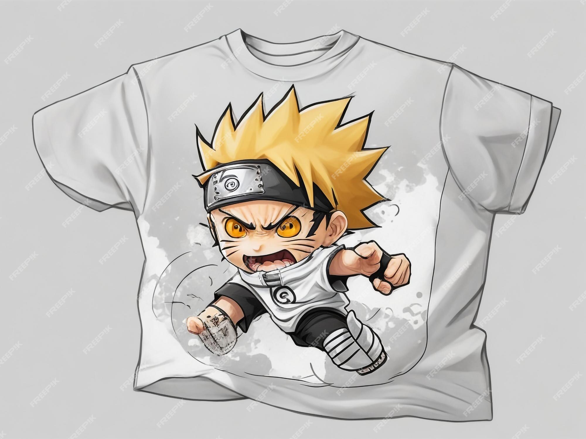 Design camiseta gráfico bonito desenho animado naruto completo