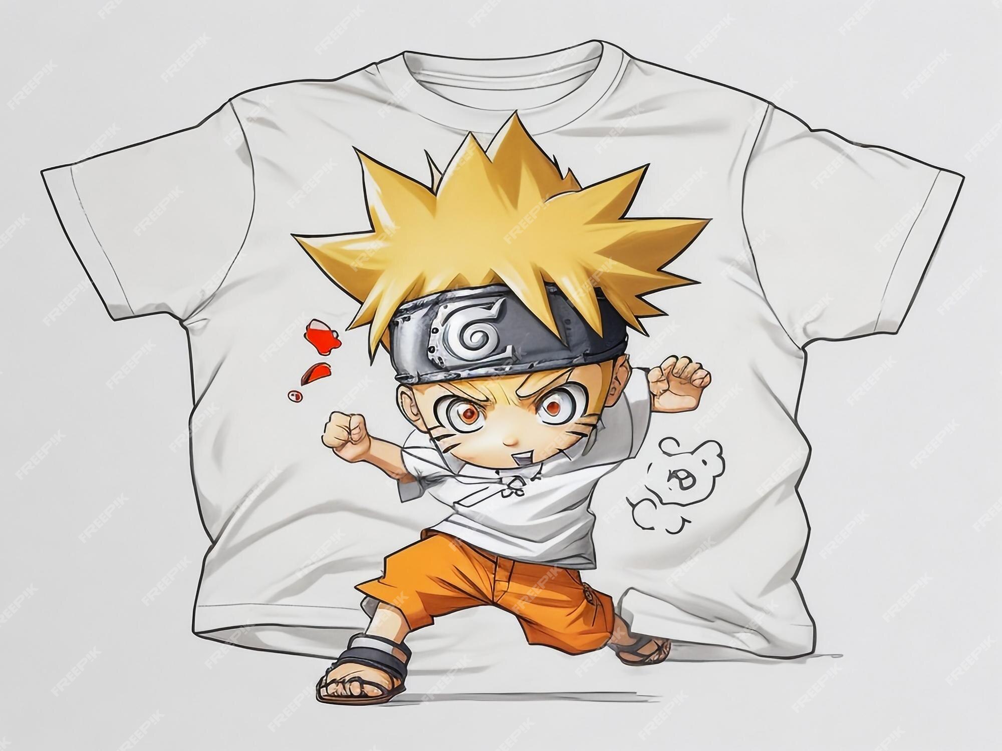 Design camiseta gráfico bonito desenho animado naruto completo