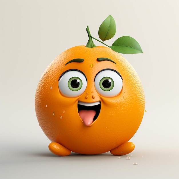 Foto um desenho animado laranja com grandes olhos em fundo branco