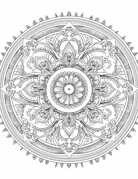 um desenho circular com uma flor no meio generativo ai