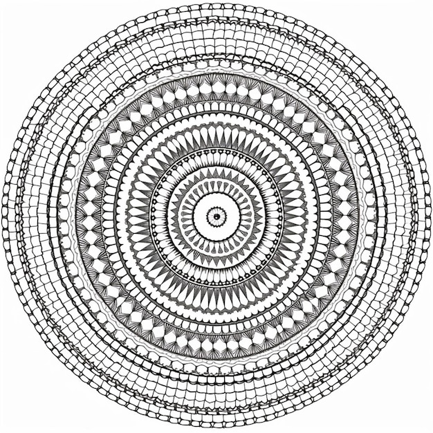 um desenho circular preto e branco com um padrão circular generativo ai