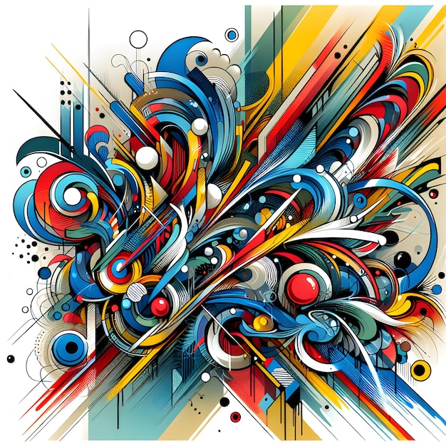 um desenho colorido de uma pintura abstrata multicolorida