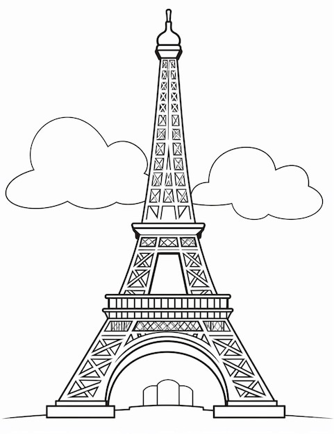 Foto um desenho da torre eiffel em paris generative ai