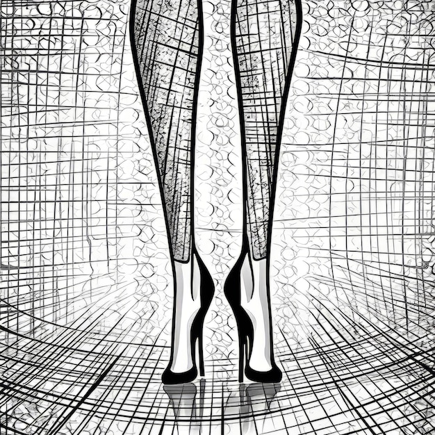 Um desenho das pernas de uma mulher de salto alto